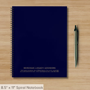 Elegant Navy Blue and Gold Business Spiral Notebook