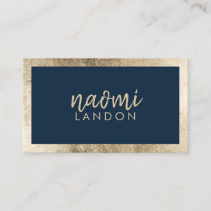 Elegant navy blue and gold chic modern minimalist business card