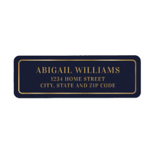 Elegant Navy Blue and Gold Return Address