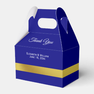 Elegant Navy Blue and Gold Thank You Favour Box