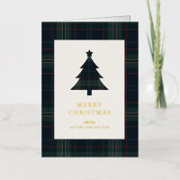 Elegant Navy Blue and Green Plaid Christmas