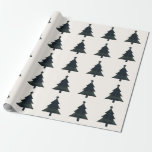 Elegant Navy Blue and Green Plaid Christmas Tree Wrapping Paper<br><div class="desc">Modern Christmas wrapping paper featuring a timeless design with Christmas trees with a muted navy blue and green plaid pattern.</div>