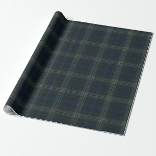 Elegant Navy Blue and Green Plaid Christmas Wrapping Paper
