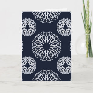 Elegant Navy Blue and White Mandala Pattern Card