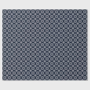 Elegant Navy Blue and White Mandala Pattern Wrapping Paper
