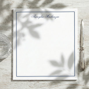 Elegant Navy Blue and White Personalised Notepad