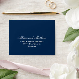 Elegant Navy Blue and White RSVP Wedding Envelopes