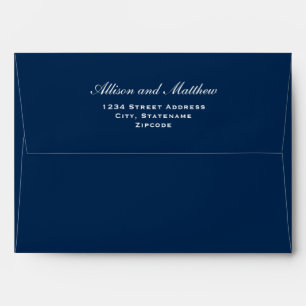 Elegant Navy Blue and White Wedding Envelope