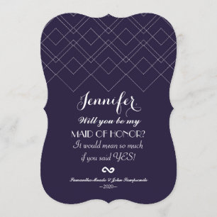 Elegant Navy Blue Art Deco Geometric Pattern Invitation
