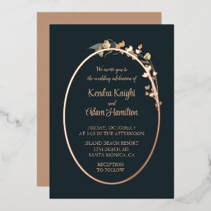 Elegant Navy Blue Beige Wildflower Floral 