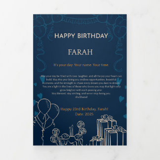 Elegant Navy Blue Birthday Card