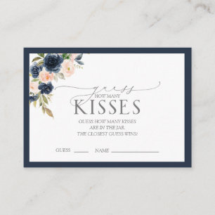 Elegant Navy Blue Blush Floral Bridal Shower Game Enclosure Card