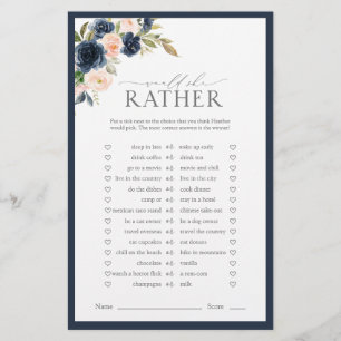 Elegant Navy Blue Blush Pink Bridal Shower Game