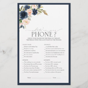 Elegant Navy Blue Blush Pink Bridal Shower Game
