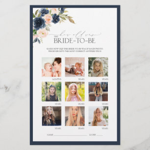 Elegant Navy Blue Blush Pink Bridal Shower Game