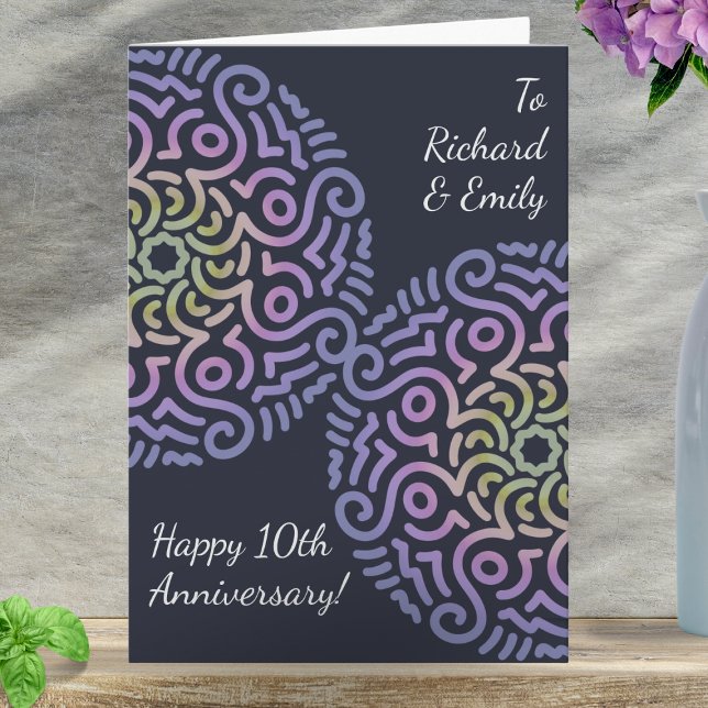 Elegant Navy Blue Boho Mandala Wedding Anniversary Card (Send your best wishes for a couple to celebrate another year of marriage.)