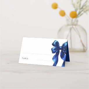Elegant Navy Blue Bow Bridal Shower Table Place Card