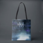 Elegant Navy Blue Bridal Party Monogram Tote Bag<br><div class="desc">Elegant personalised tote bag to gift your bridesmaids. It's a beautiful abstract watercolor painting in navy blue ombre with custom name and initial. The name is written in modern script font. A great gift for your bridesmaids that they can use not only on your wedding day but for daily use!...</div>