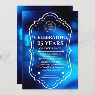 Elegant Navy Blue Business Anniversary Invitation