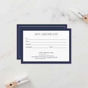 Elegant Navy Blue Business Gift Certificate Logo