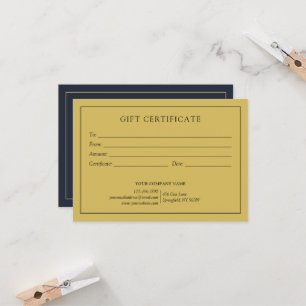 Elegant Navy Blue Business Logo Gift Certificate