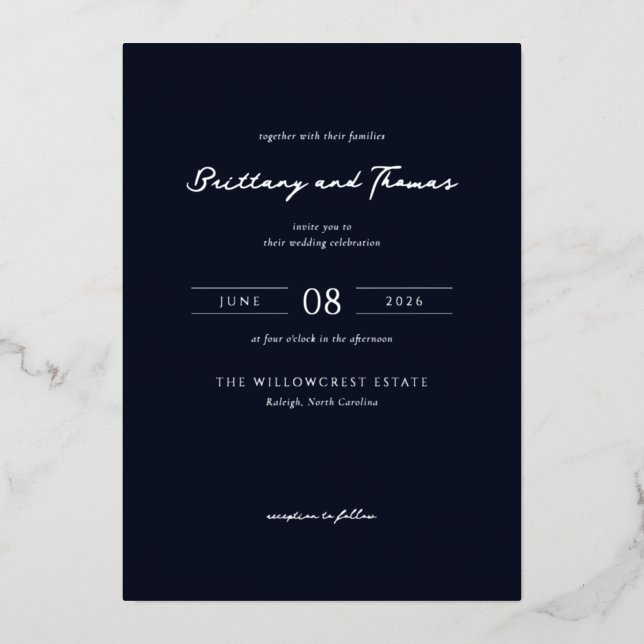 Elegant Navy Blue Calligraphy (Front)