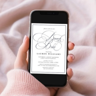 Elegant Navy Blue Calligraphy Brunch With Bride Invitation