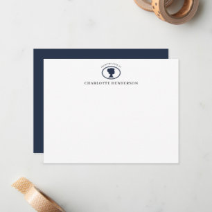 Elegant Navy Blue Cameo From The Desk Of Custom Card