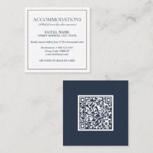 Elegant Navy Blue Classic Script QR Code Wedding Enclosure Card