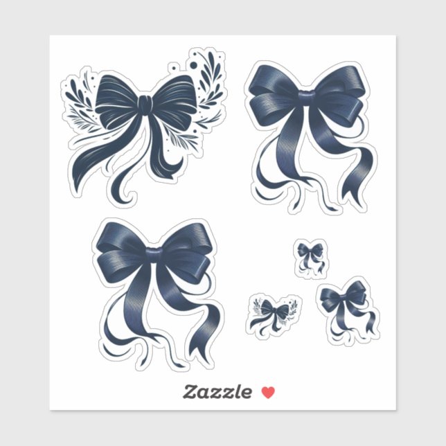 Elegant Navy Blue Coquette Bows (Sheet)