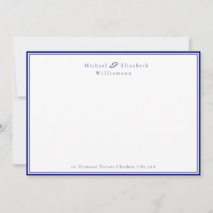 Elegant Navy Blue Couple's Correspondence Note Card