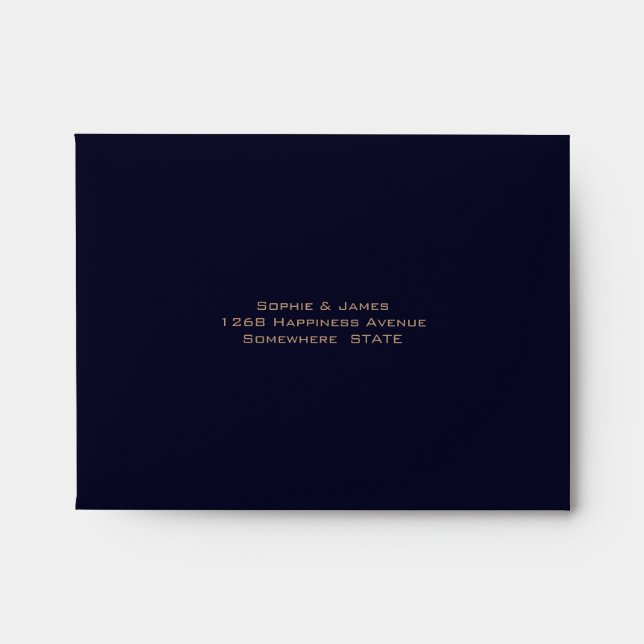 Elegant Navy Blue Cream Gold Self Addressed Envelope (Front)