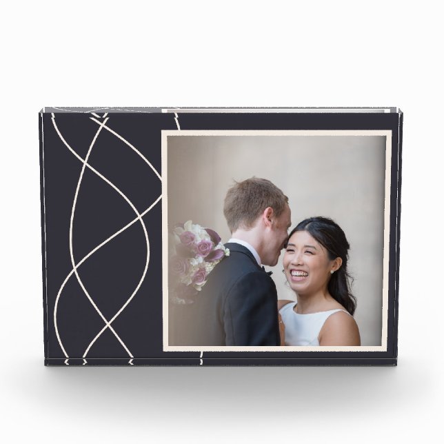 Elegant Navy Blue Customised Photo Block (Front)