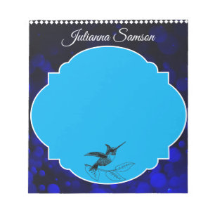 Elegant Navy-Blue Cute Bird Simple Minimalist  Notepad