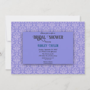 Elegant Navy Blue Damask Decorative Bridal Shower Invitation