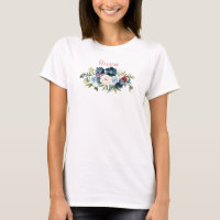 Elegant Navy Blue Dark Red Floral Roses Blossom