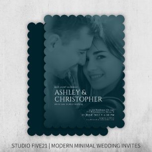 Elegant Navy Blue Duotone Photo Wedding Invitation