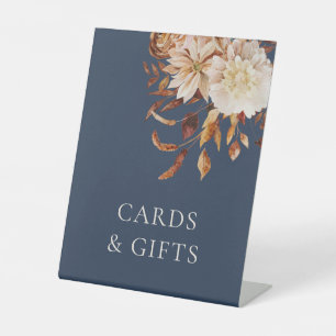 Elegant Navy Blue Fall Wedding Pedestal Sign