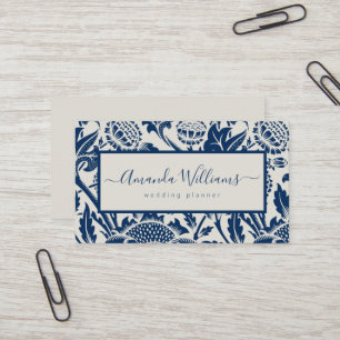 Elegant Navy Blue Floral  Business Card