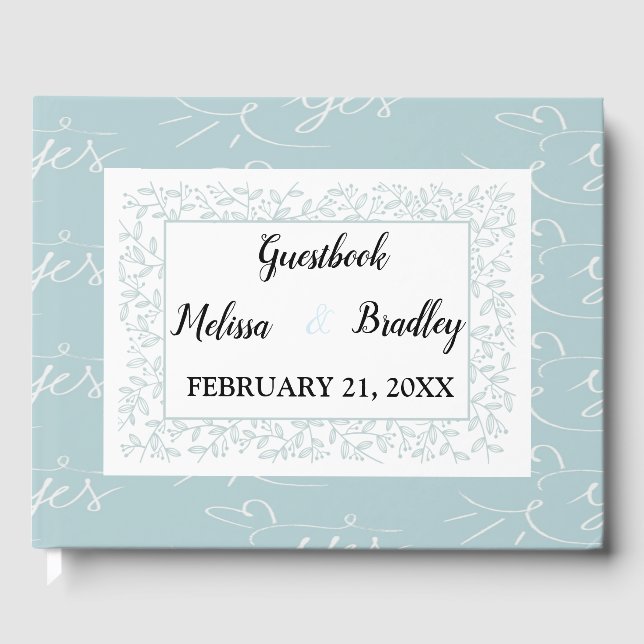 Elegant Navy Blue  Floral Guest Book (Front)