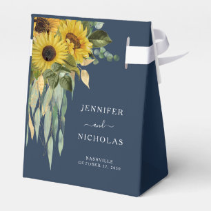 Elegant Navy Blue Floral Wedding Favour Box