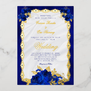 Elegant Navy Blue Floral Wedding Gold