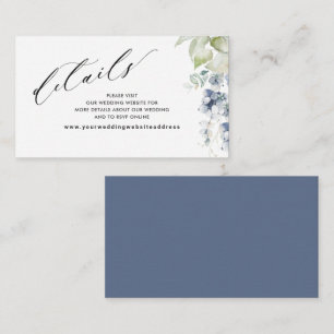 Elegant Navy Blue Floral Wedding Website /Details Enclosure Card