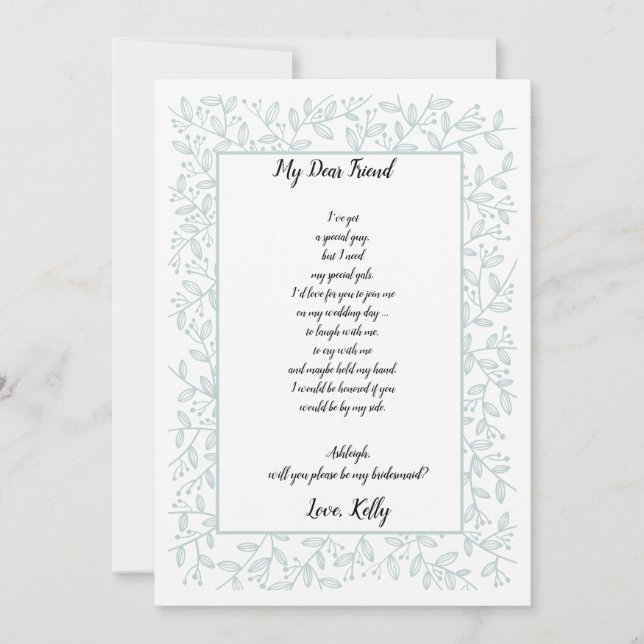 Elegant Navy Blue Floral will be my bridesmaid Invitation (Front)