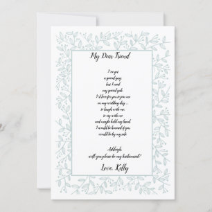 Elegant Navy Blue Floral will be my bridesmaid Invitation