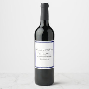 Elegant Navy Blue Framed H Wine Bottle Label