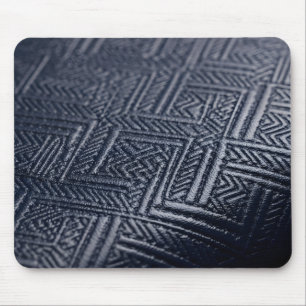 Elegant Navy Blue Geometric Embossed Leather Textu Mouse Mat