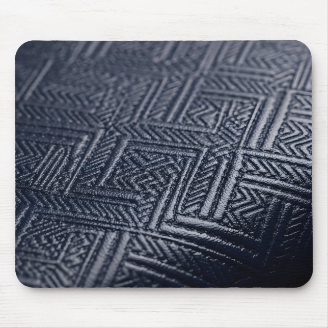 Elegant Navy Blue Geometric Embossed Leather Textu Mouse Mat (Front)