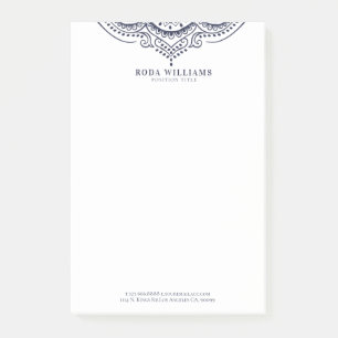 Elegant navy blue girly paisley lace post-it notes