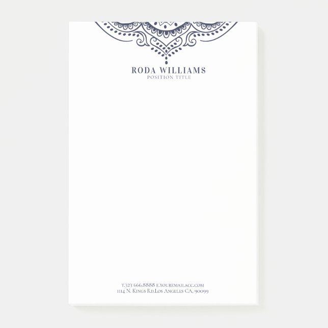 Elegant navy blue girly paisley lace post-it notes (Front)